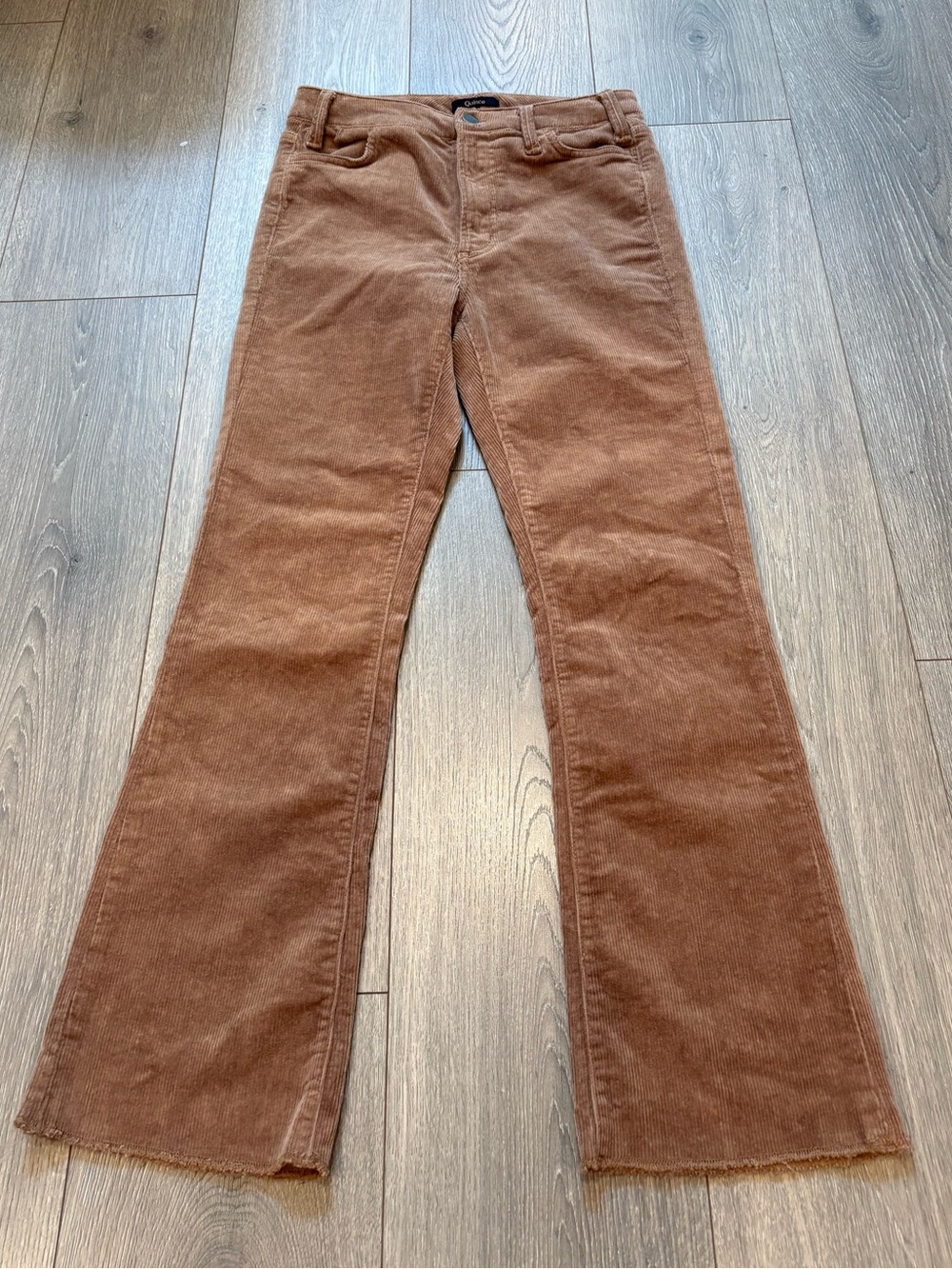 QUINCE Organic Stretch Corduroy Kick Flare Pants / Warm Brown Size 0 - Picture 4 of 7